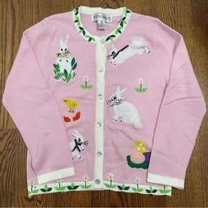 Victoria Harbour Vintage Easter Cardigan Sweater size Medium
